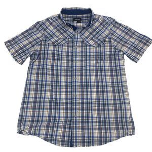 Marmot Mens Button Down Shirt Multicolor Plaid Short Sleeve Flap Pockets M